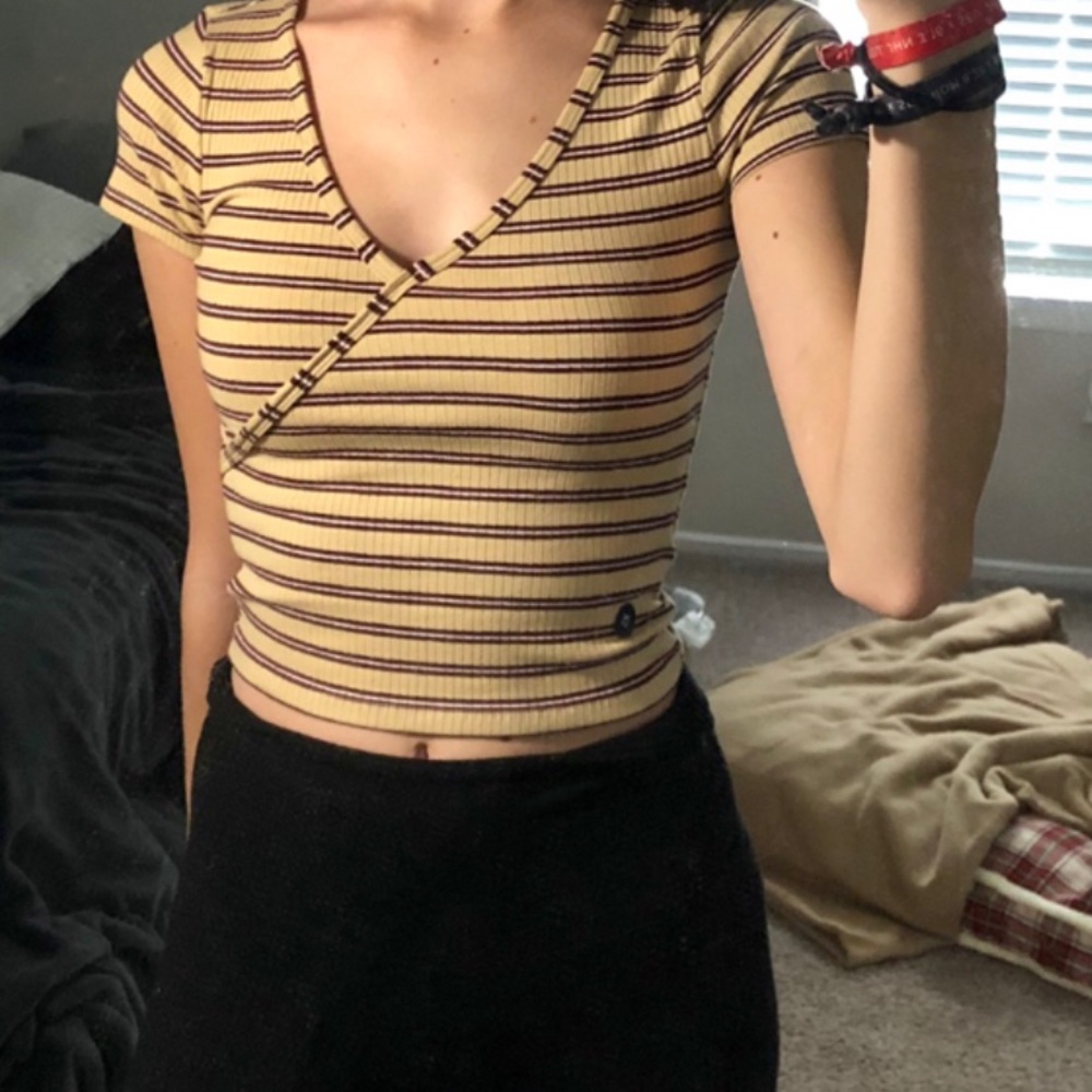 Hollister Striped Wrap Front tee